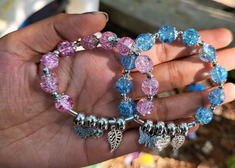 Pink And Blue Crystal Bracelets