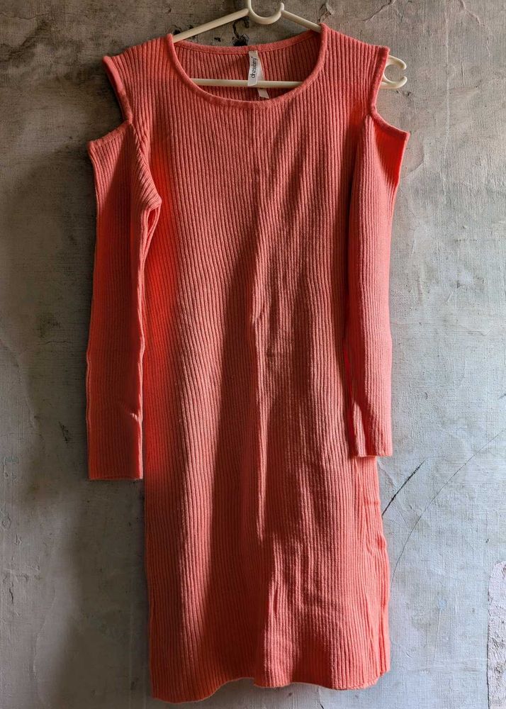 dressberry sweater dress with cold shoulder cut