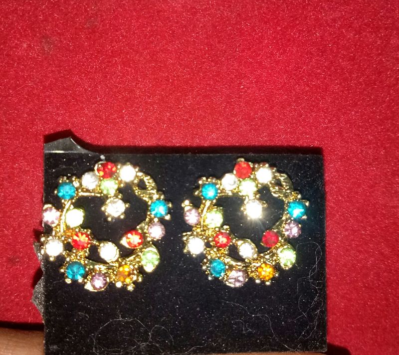 Multi Colour Stud Earrings