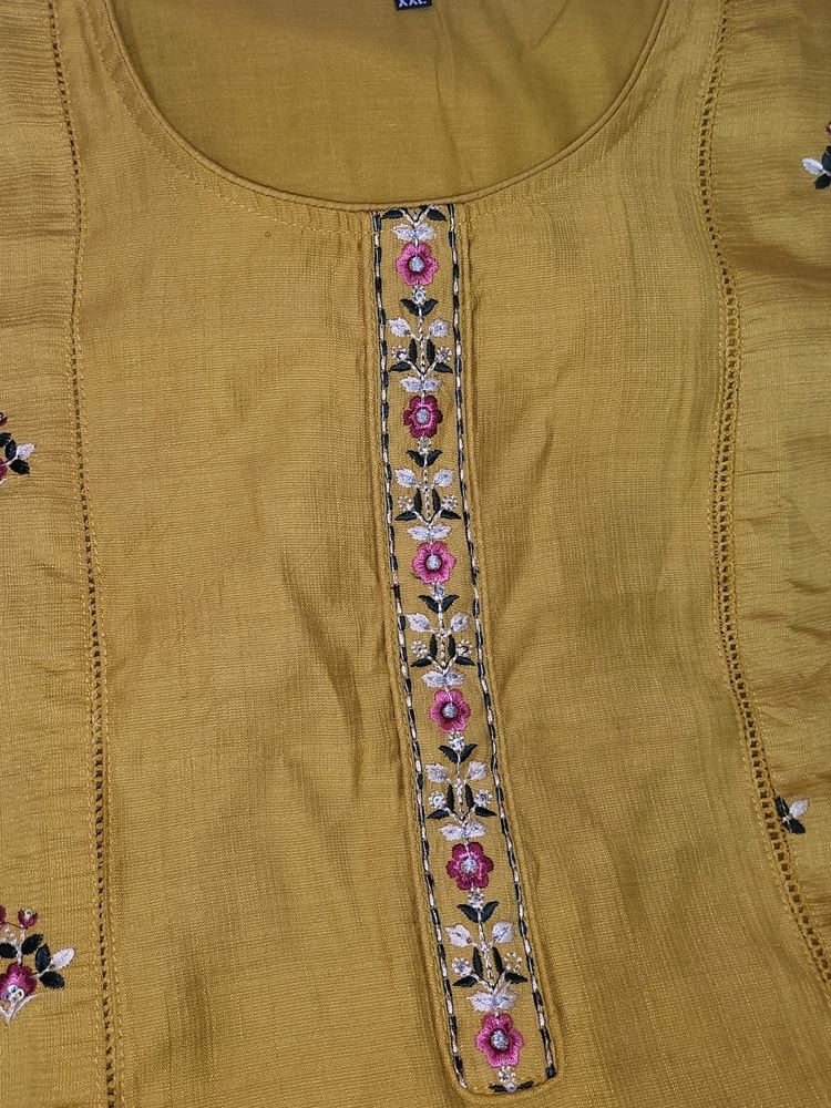 Beautiful Yellow Suit With Organza Dupatta