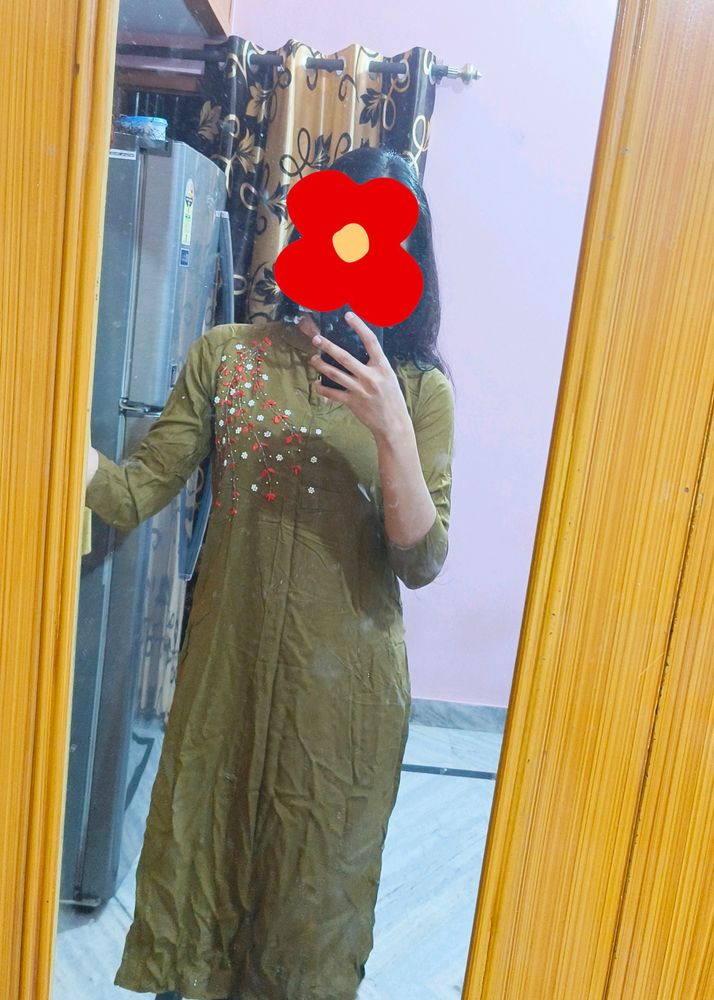 Kurti With Beautiful Embroidery