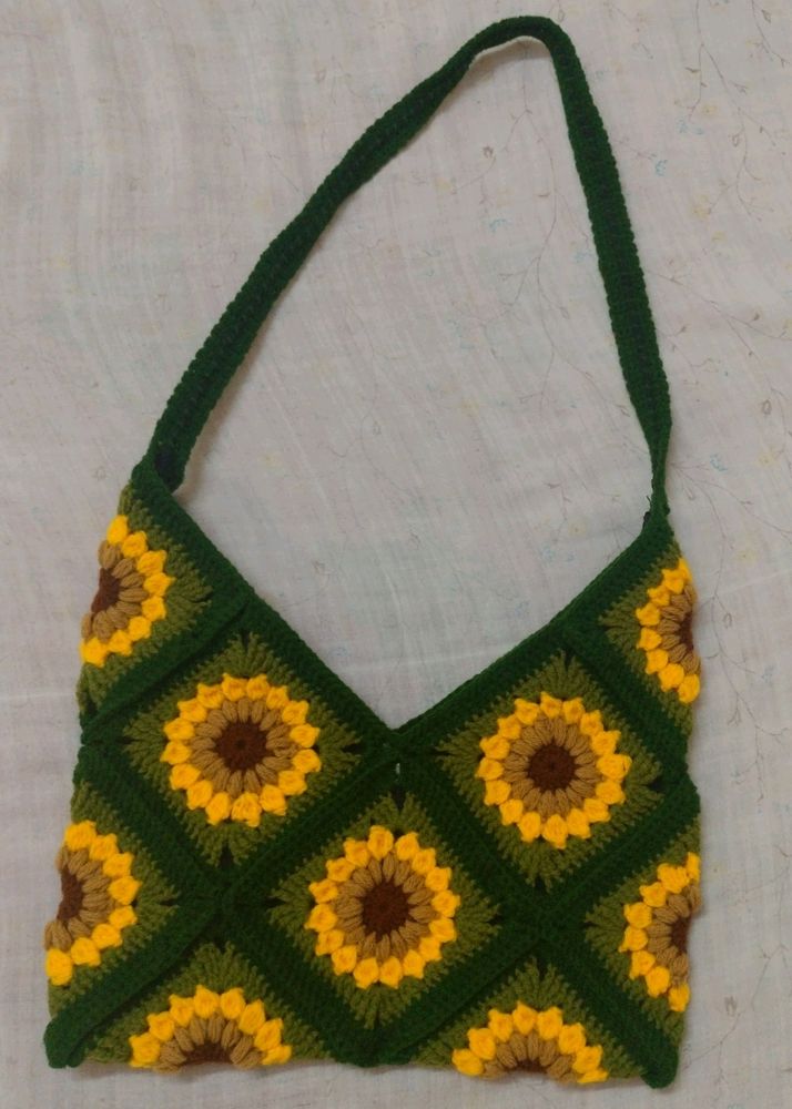 🌻Sunflower Crochet Side Bag