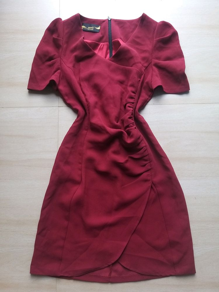 Swell Maroon A-line Dress.