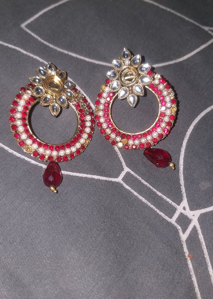 Maroon Jhumka Type Earring