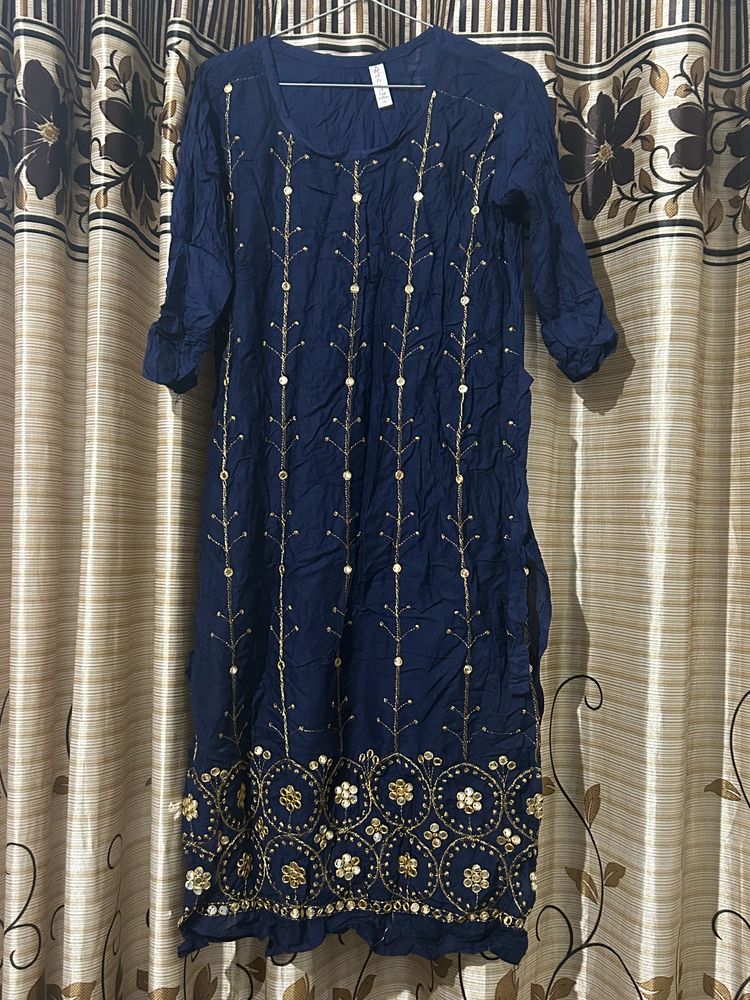 Beautiful Navy Blue Ghagra Choli with Mirror works