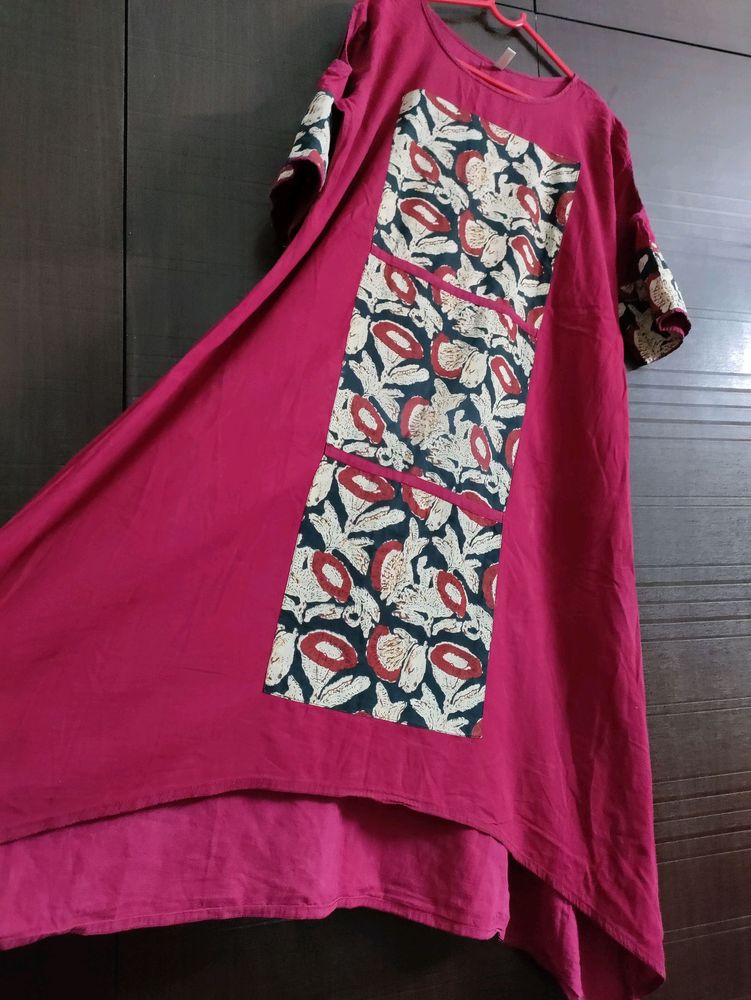 red high low kurti