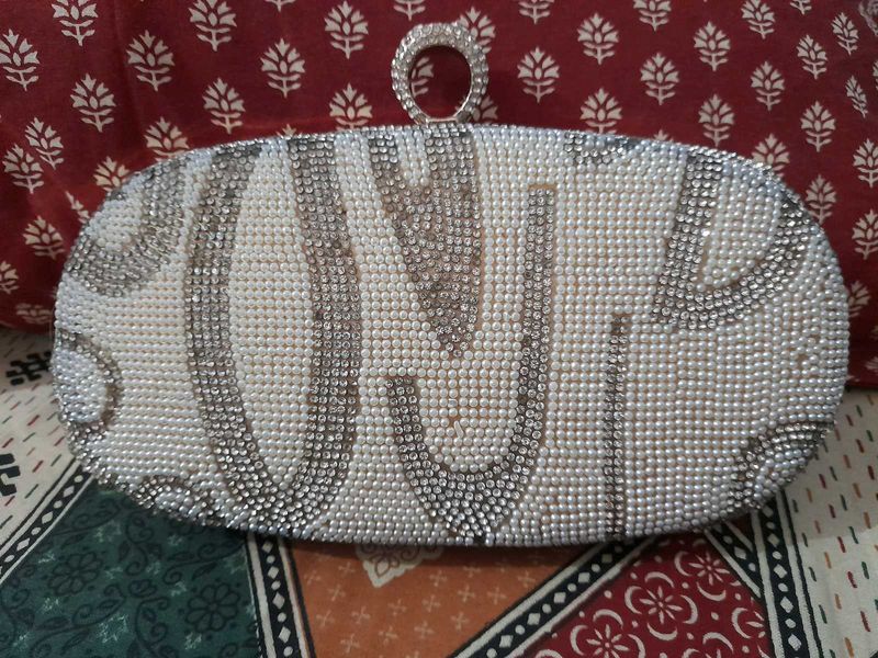 silver bridal clutch