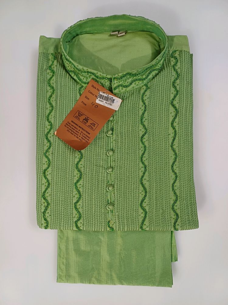 Silk Kurta Chudidar Set (Green)