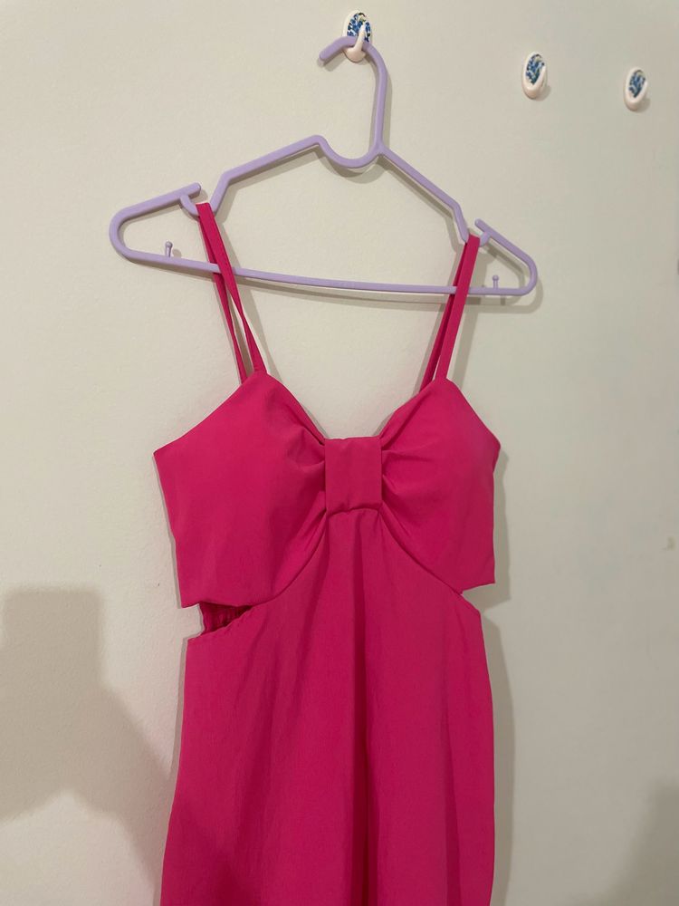Pink Luxury Spaghetti Strap Padded Dress