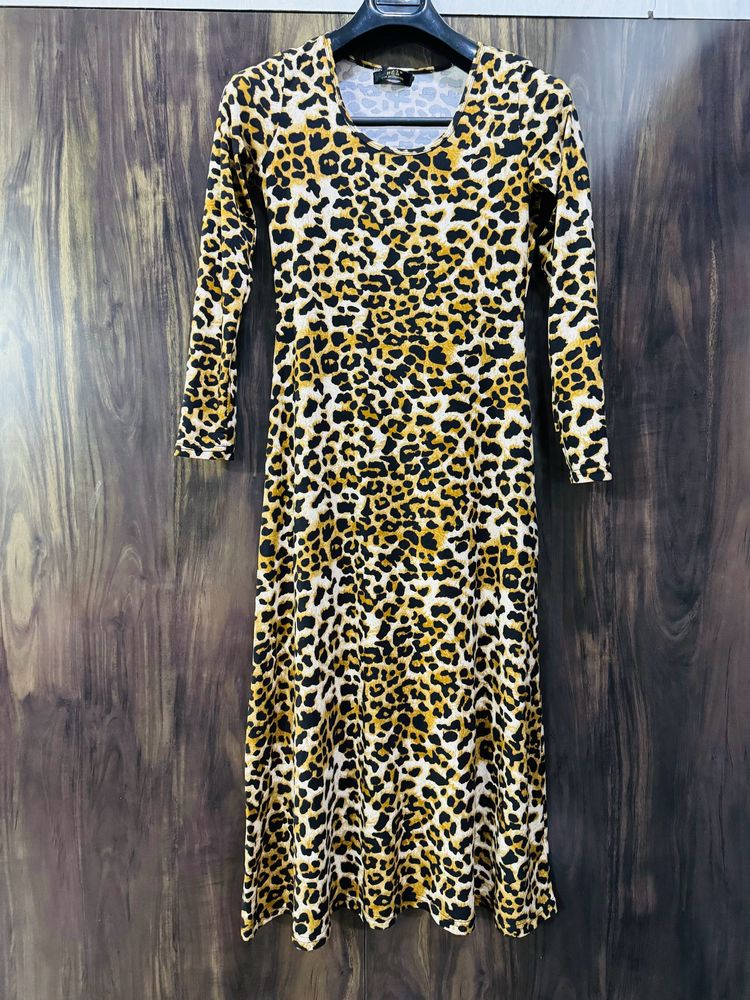 CBeautiful Animal Print Dress Cotton Polyester Fe