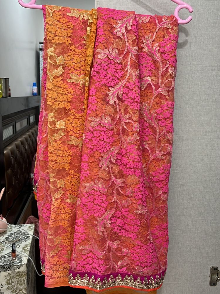 New All Double Shed Saree With Readymade Blouse