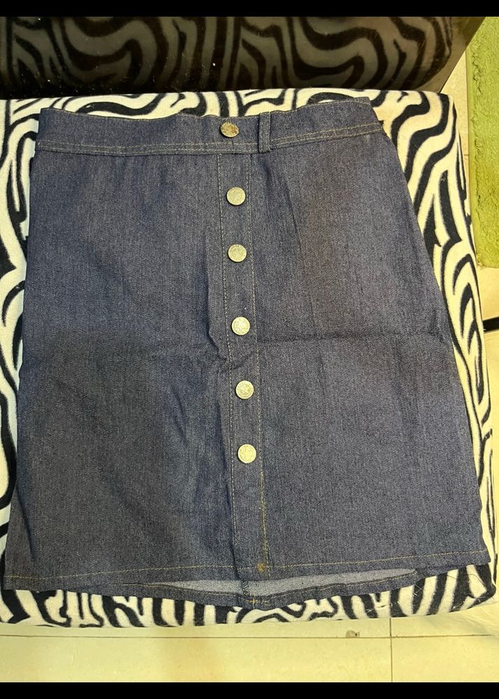 Navy Blue Denim Skirt