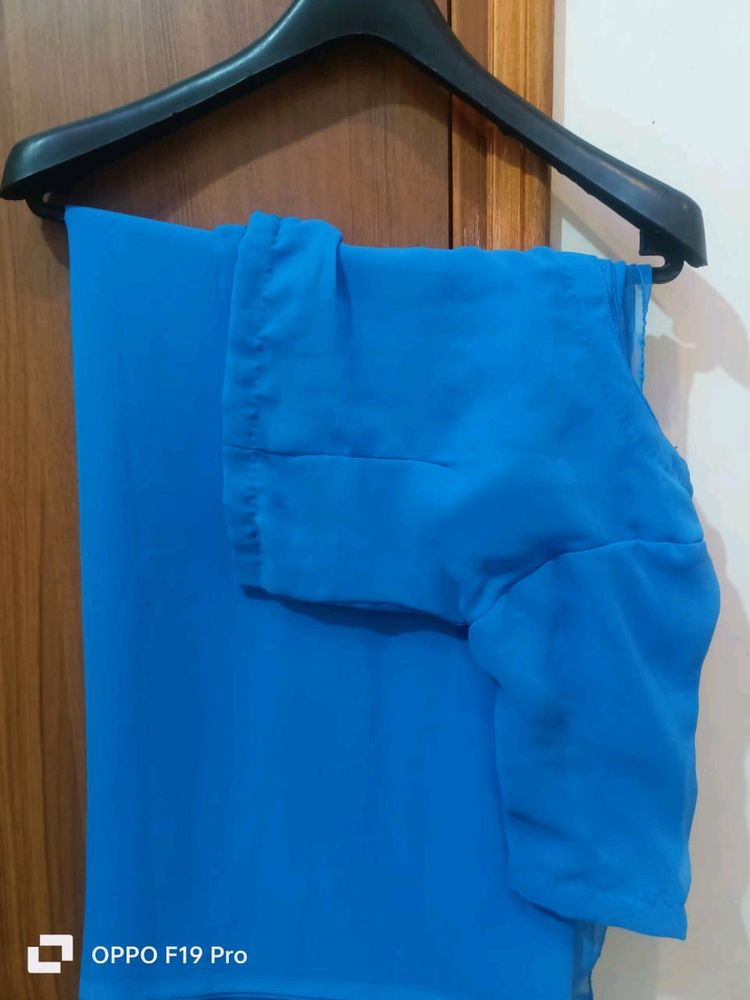 Blue Georgette Saree With Blouse