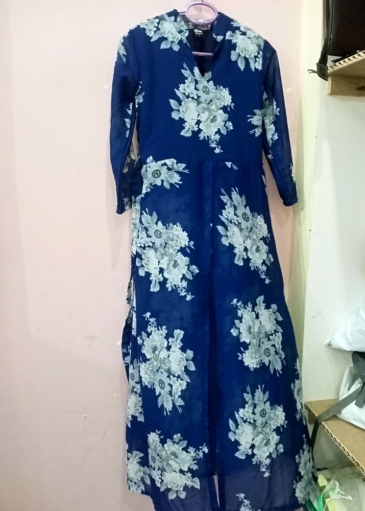 Front Open Blue Dress