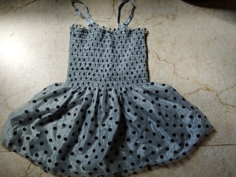 Grey Black Dotted Crop Top