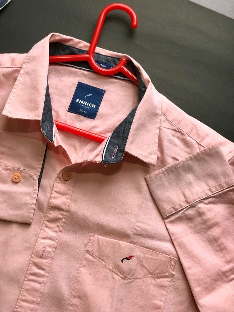 Light Pink Cotton Men Shirt