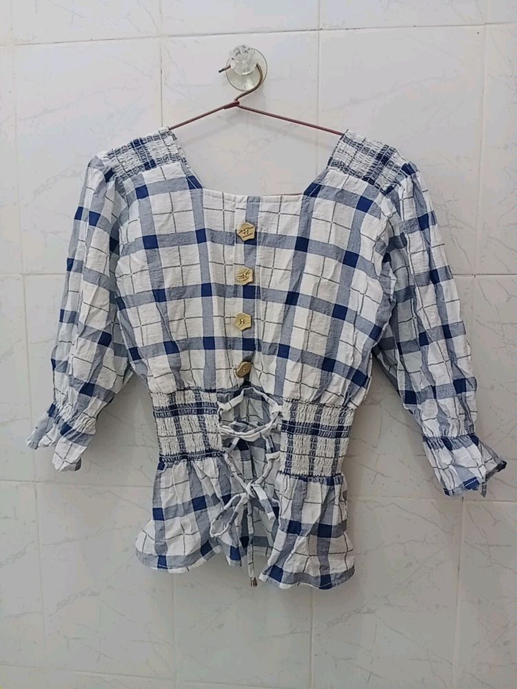 Blue Checkers Top