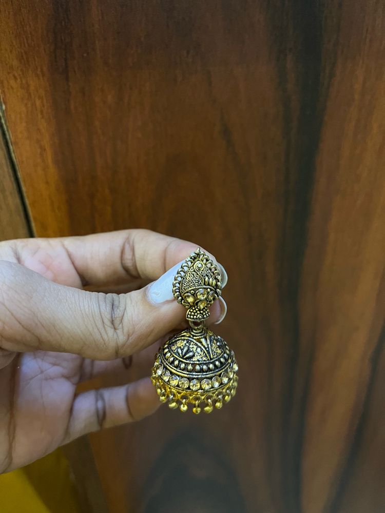 Oxidised Gold Jhumka