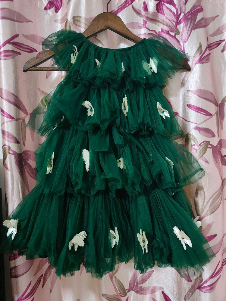 Butterfly Design Green Frock