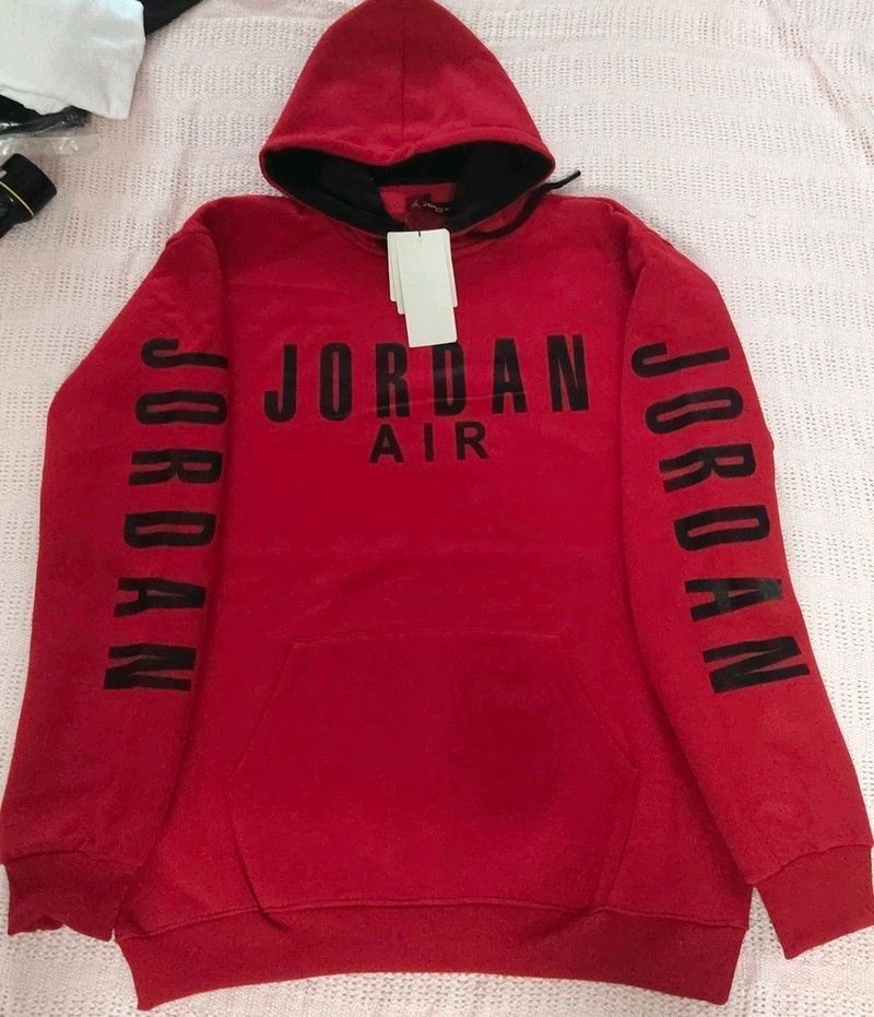 Kangaroo pocket hoodie:Jorden Logo Printed