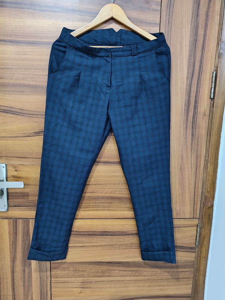 Blue Checked Formal Pants