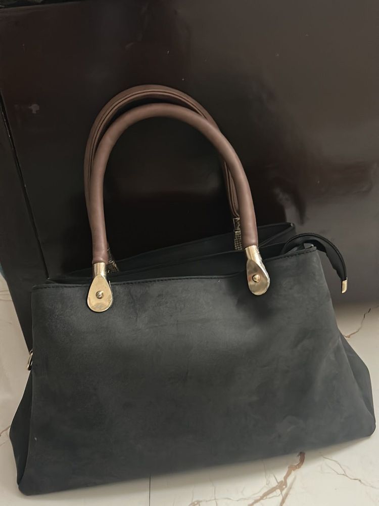 New Synthetic Leather Charcol Bag