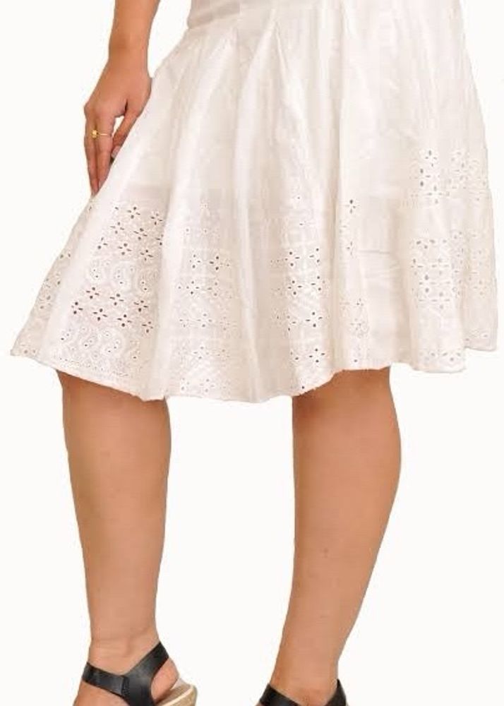 Chikankari Plain Coral Skirt