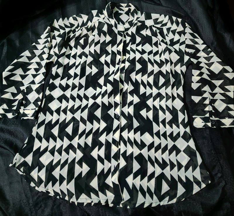 Vero Moda Geometric Shaped Black And White L Size