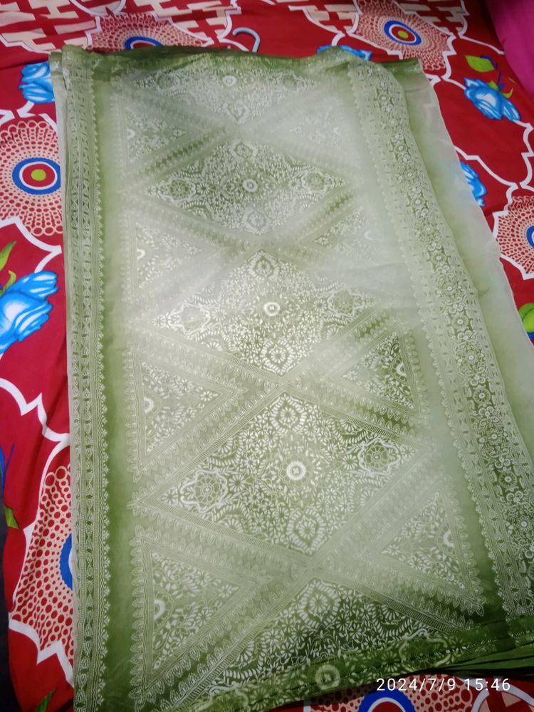 Georgette Green Printed Saree