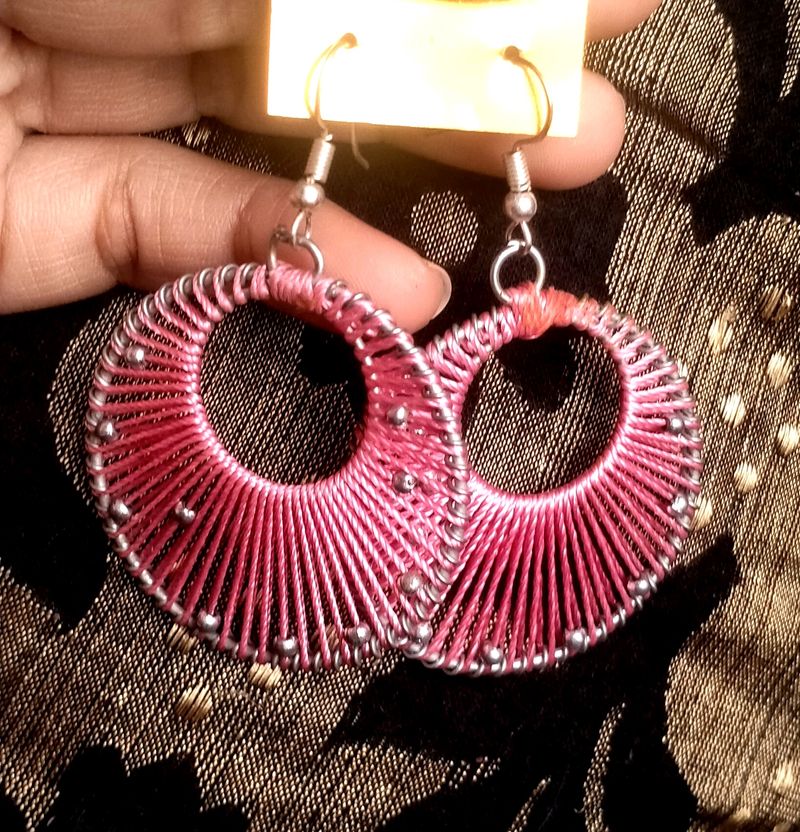 Pink Thread Earrings