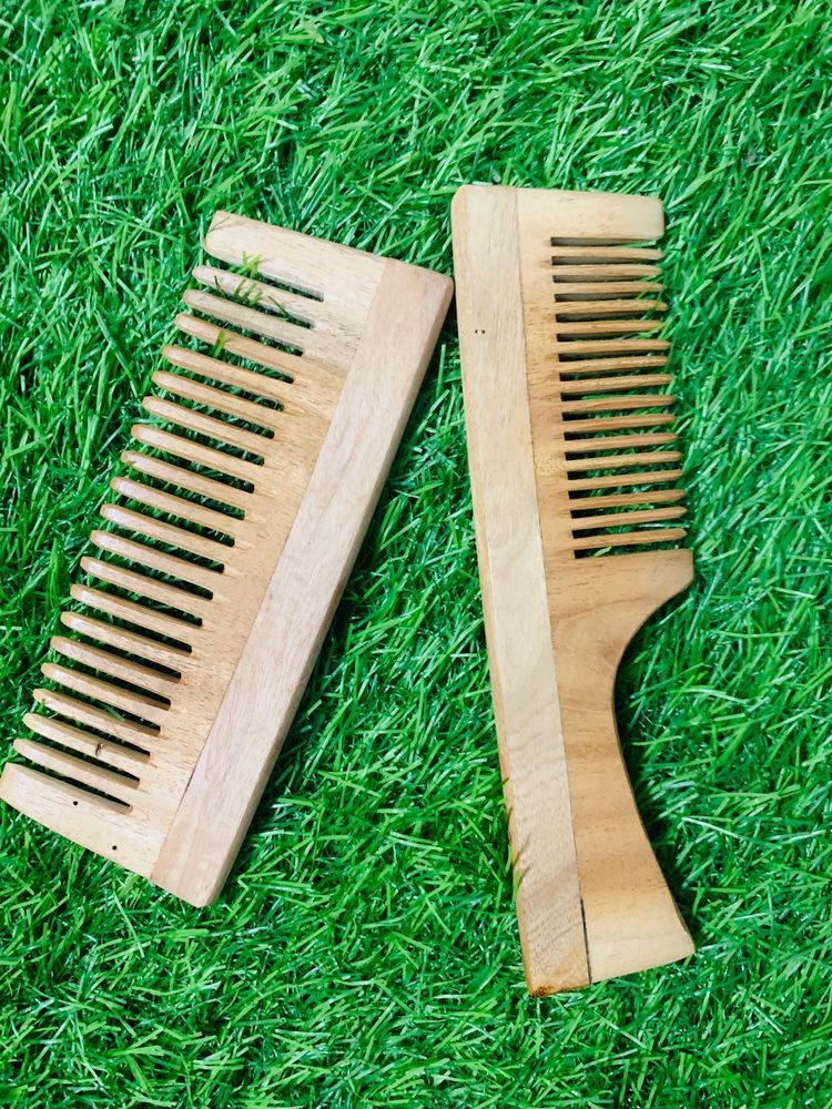 Wooden Comb Unused 2 Piece