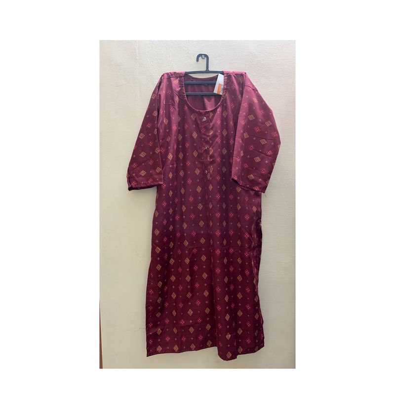 Maroon Printed Kurta