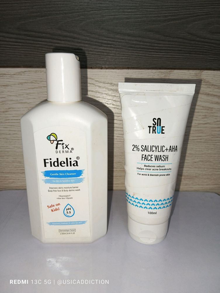 FixDerma Fidelia Cleanser + Sotrue face wash COMBO