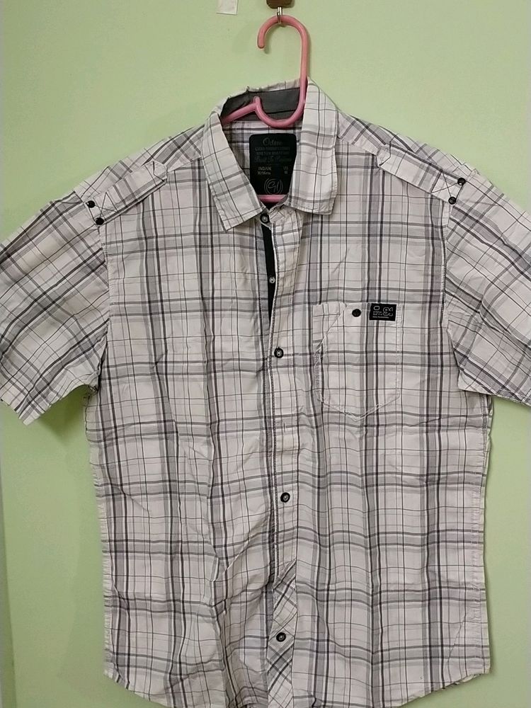 White Check Shirt Half Sleeves