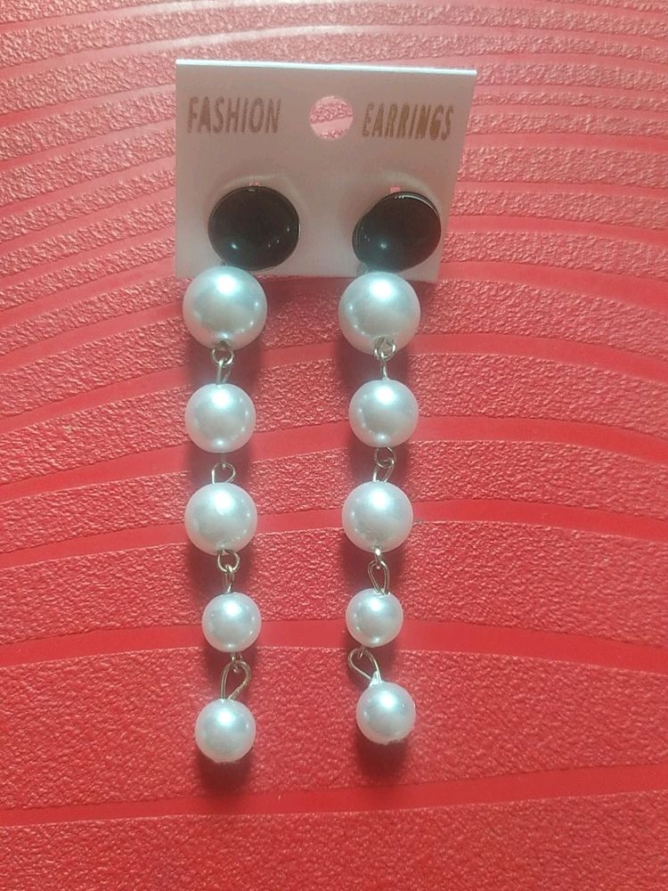 White Beaded Earrings