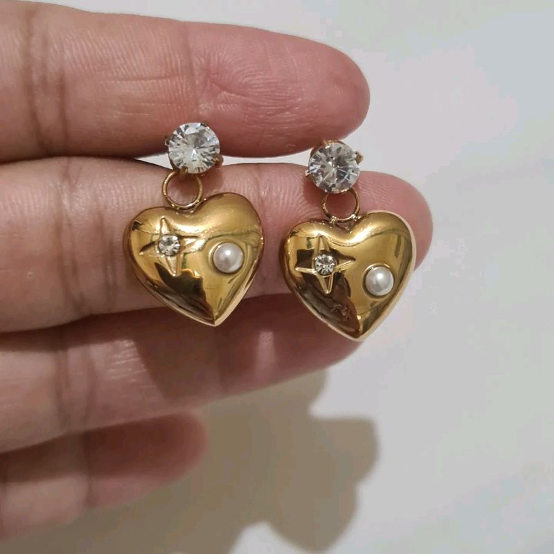 18kt Gold Plated Heart Danglers