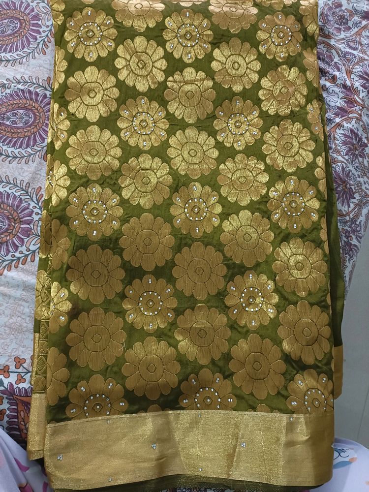 Olive Green Saree