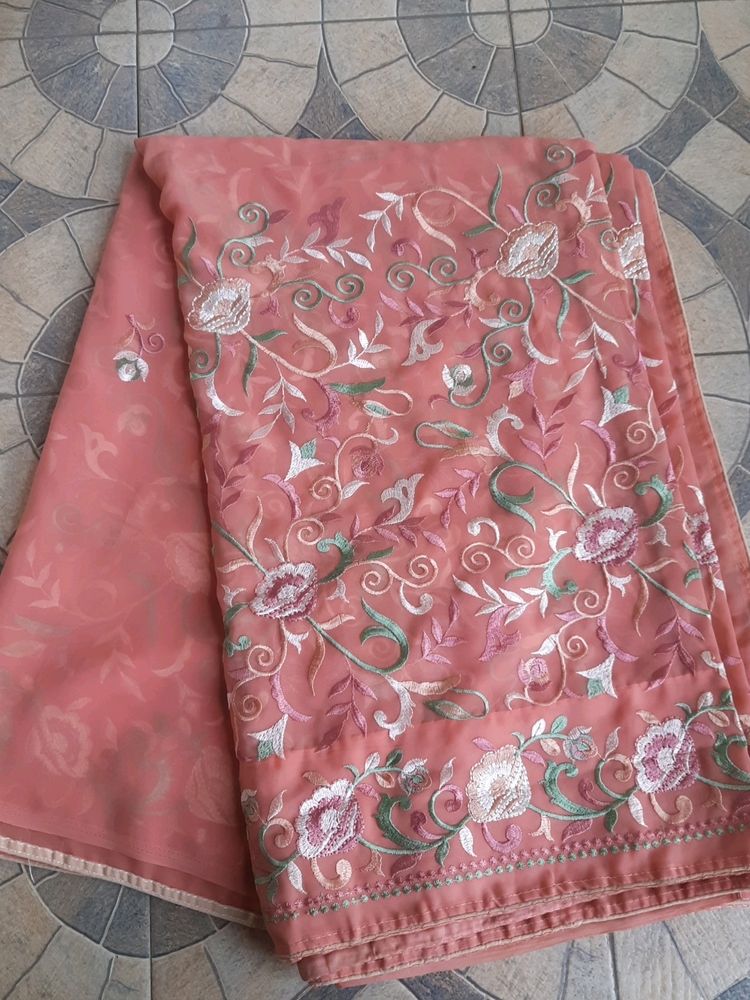 embroidered georgette saree