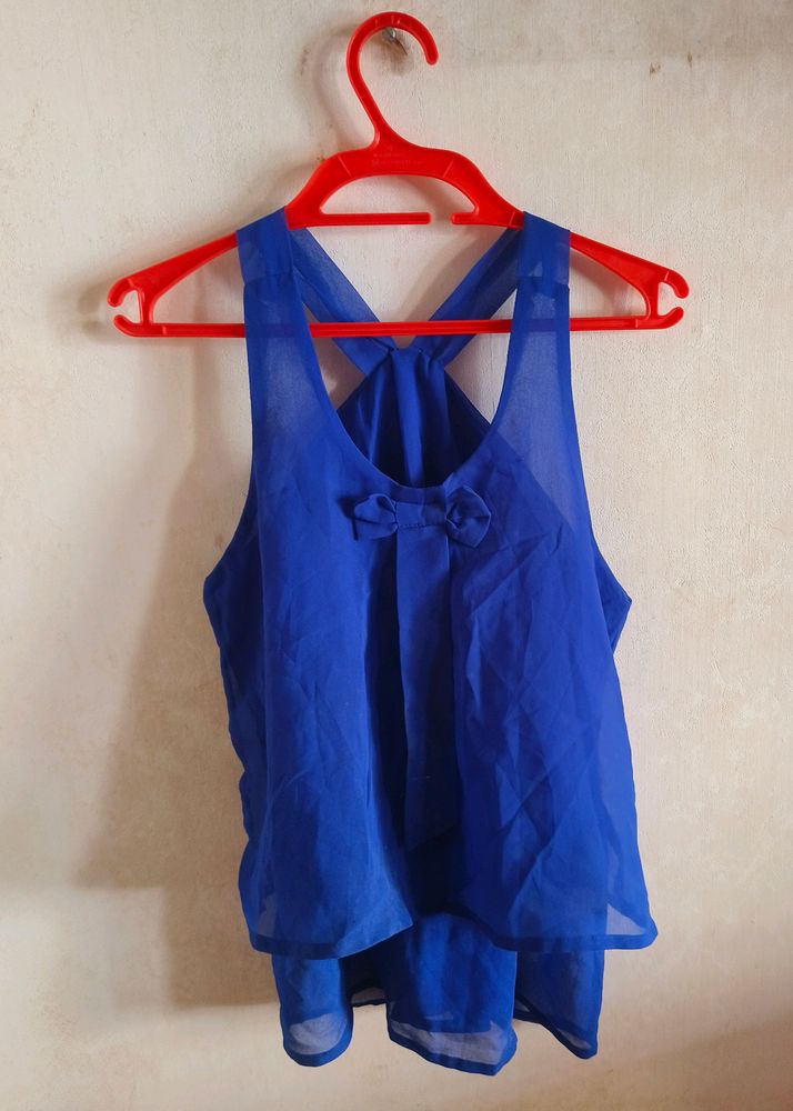 Blue Bow Top