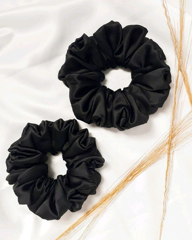 Black satin scrunchies