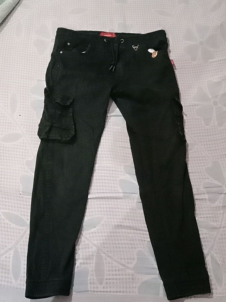 Black Cargo Pants with 4 Pocket Detailing