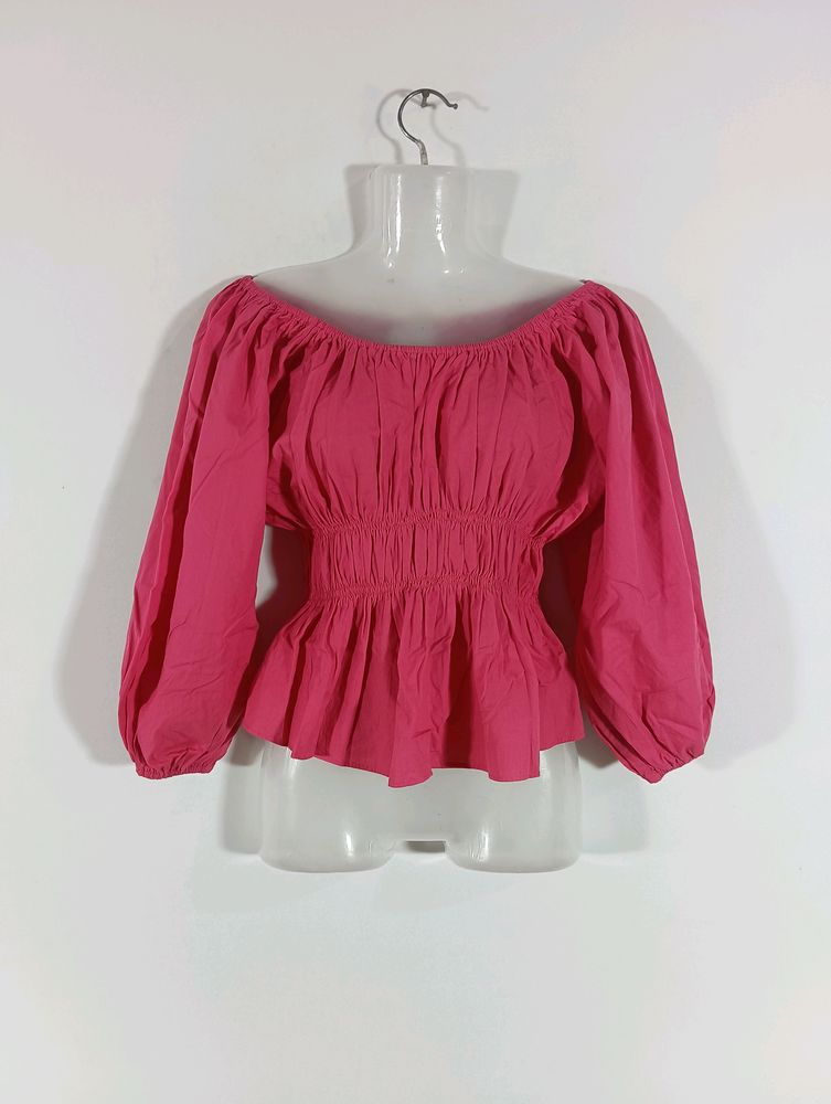 Pink Plain Casual Top (Women)