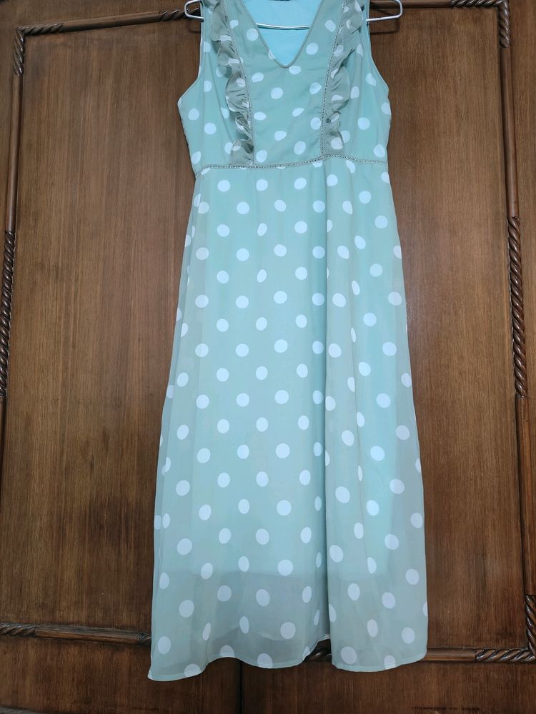 Sea Green Polka Dress Like New