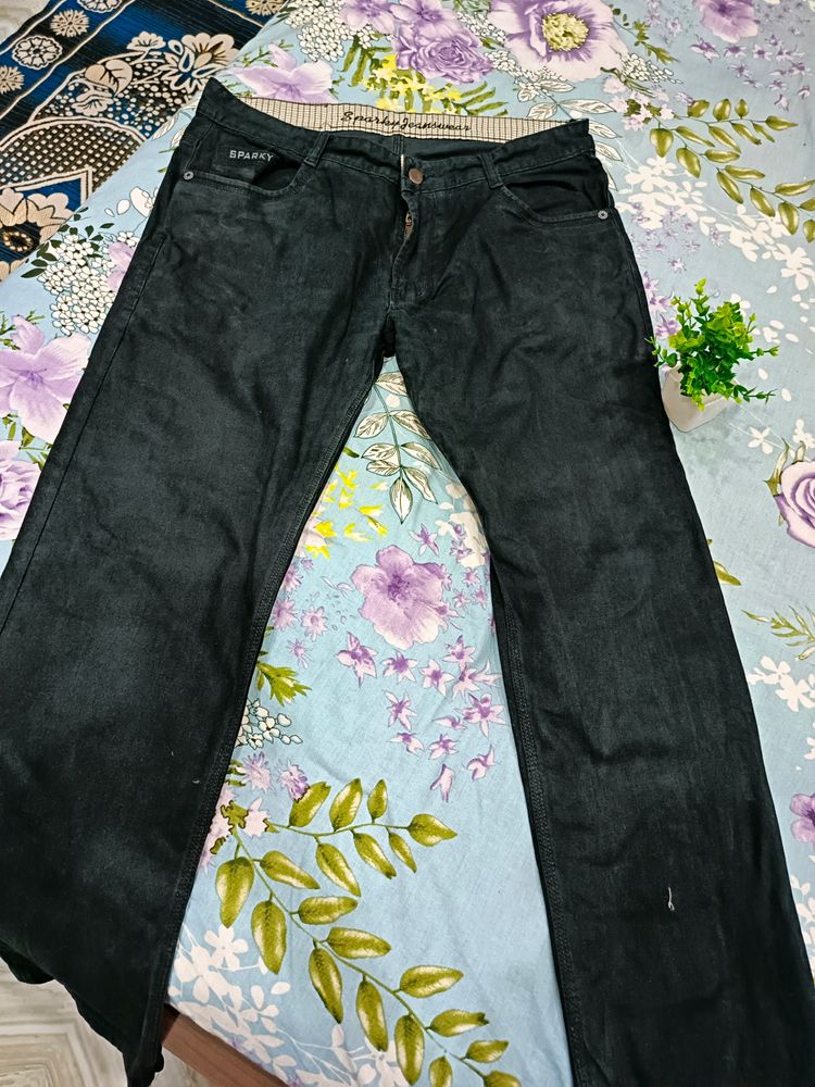 Black Cotton Jeans Pant Size -36