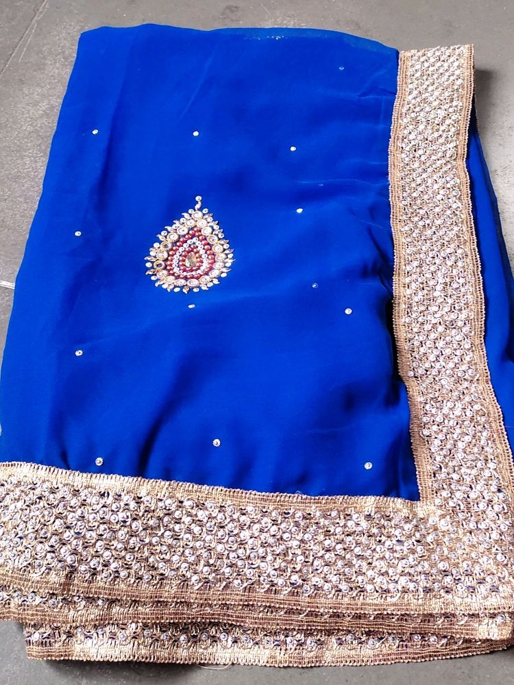 Blue Work Saree