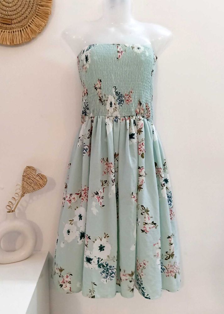 Urbanic Mint Green Floral Tube Dress