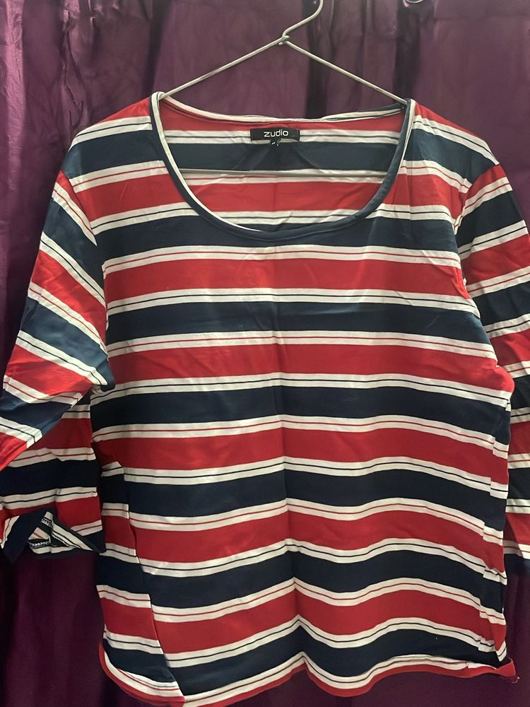 Stripes Red blue T Shirt