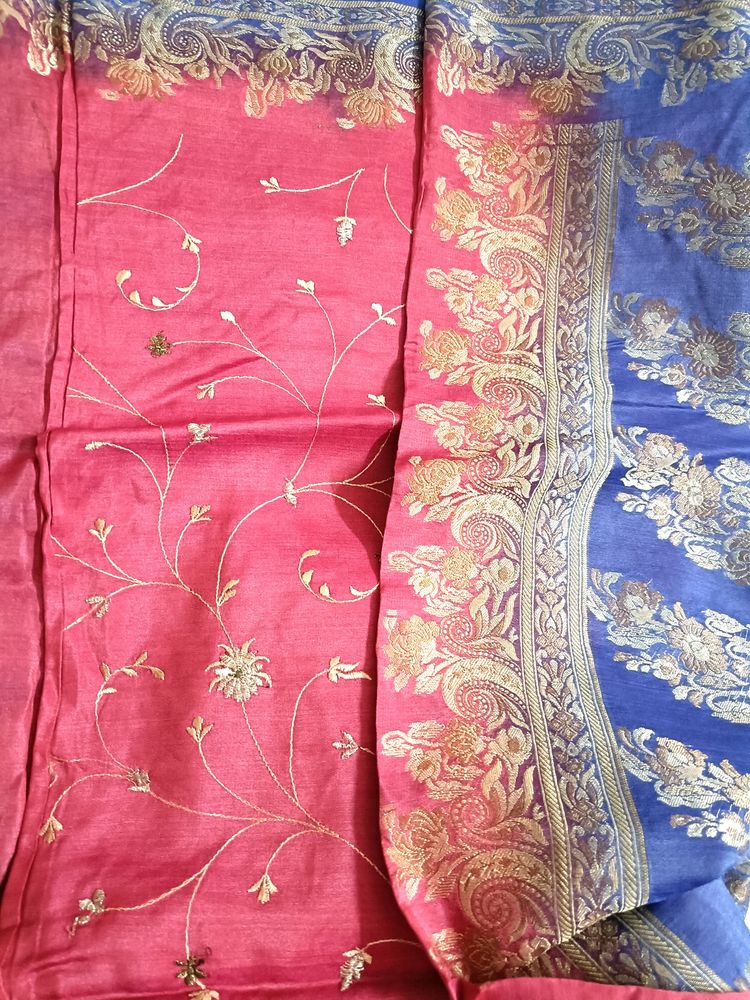 Silk Embroidered Saree With Stitched Blouse