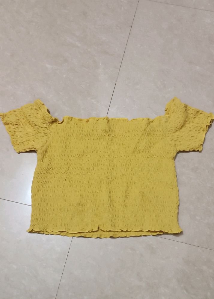 Yellow Off Shoulder Top(32-34inch)