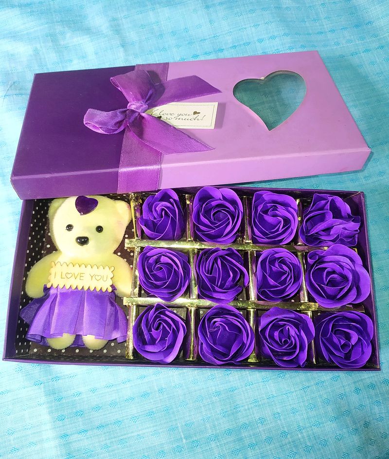 Valentines Day Gift Roses & Teddy Bear-99/-